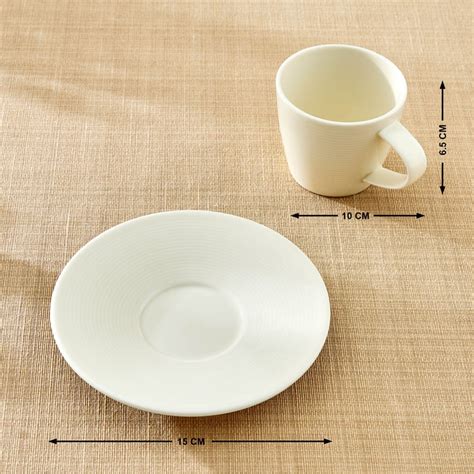 Buy Marshmallow Porcelain Cup and Saucer - 180ml from Home Centre at ...