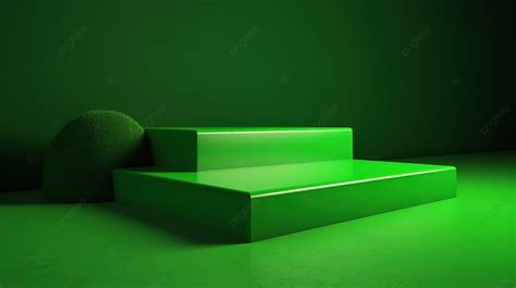 Green Stair In A Black Floor Background, 3d Realistic Green Podium, Hd ...