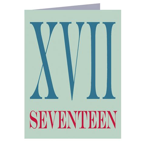 BTW41 mini roman numerals seventeen card