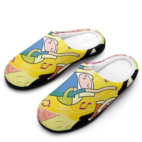 Adventure Time Women's Fuzzy Slippers Lightweight Anti-slip Rubber Sole ...