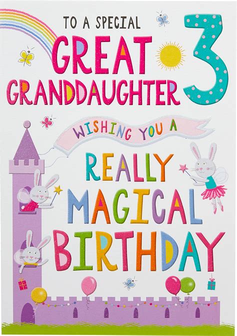 Great Granddaughter 3rd Birthday Card Age 3 Poppy Fairy 9" x 6" Lovely ...