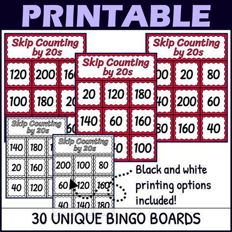 Skip Counting by 20s Activity | Bingo Game | Made By Teachers