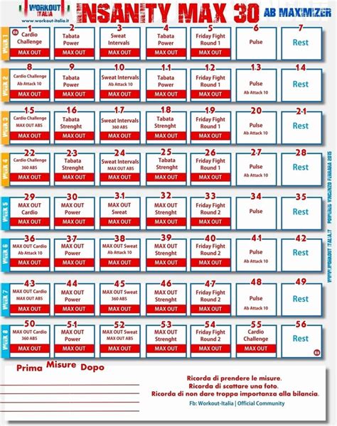 Insanity Calendar Month 1 | Insanity calendar, Insanity max 30 calendar ...
