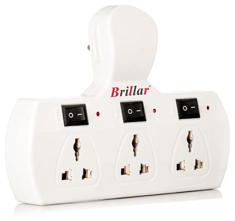 Brillar Multiplug Extension Board with 3 Sockets, Individual Switches ...