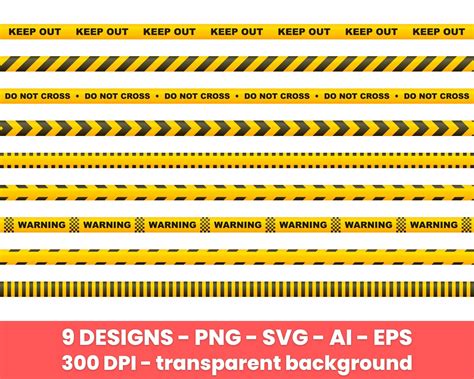 Caution Tape Clipart Set. Digital Images or Vector Graphics for ...