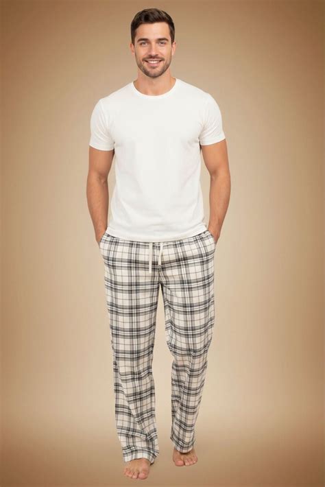 White Sage Plaid Cotton Twill Men's Pajama – Massio