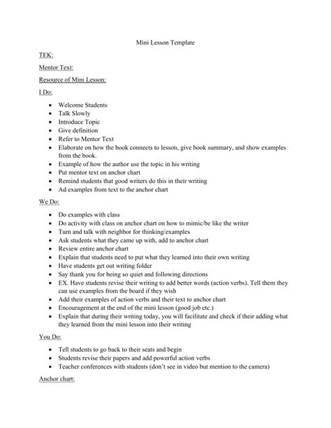 Image result for Mini Lesson Examples