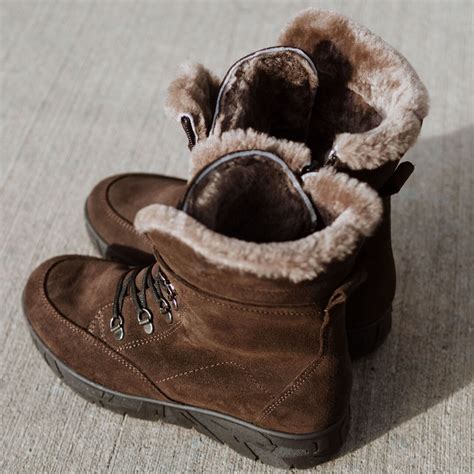 Women’s Magda Leather Winter Boots with Wool Lining Brown - Woolville.com