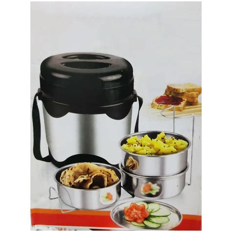 AM0919 Thermoware Hot & Shine Insulated Tiffin Carrier 3 Containers Lu ...
