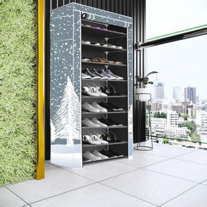 MSR STORE Felling Snow Print 9 Layer Collapsible Shoe Rack Organizer ...