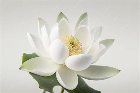 Premium Photo | A white lotus flower with green leaves