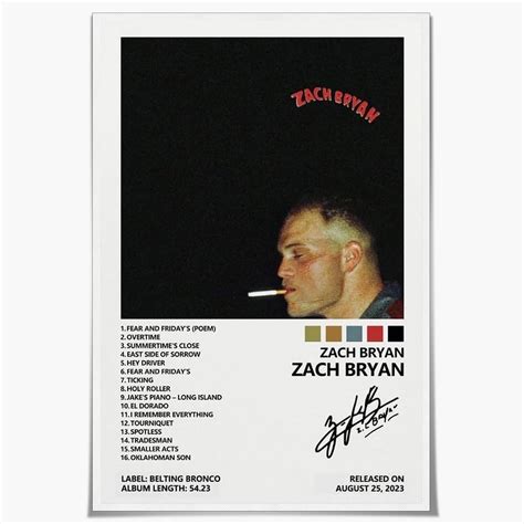 Zach Bryan Album Cover Poster for Bedroom Canvas Posters for Room ...