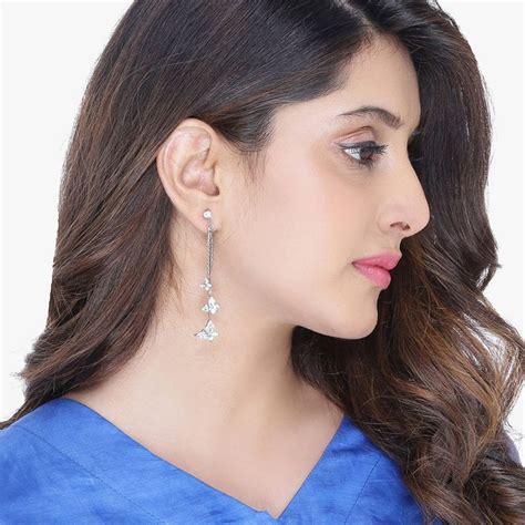 Buy Yellow Chimes White Crystal Butterfly Designed Drop Earrings Online