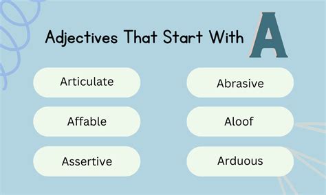 Adjectives That Start With A - Word List - Grammar