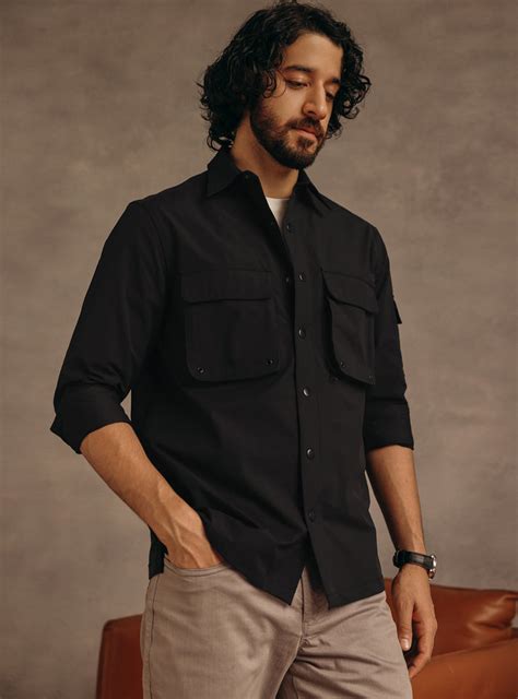 Buy Bunker Black Poly Shirt | Casual Black Solid Shirt for Men Online ...