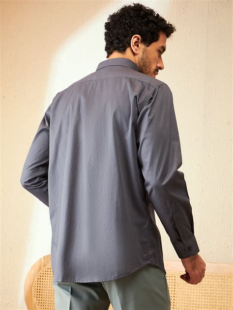 Steel Grey: Cotton Formal Shirt – Dennison Fashion India