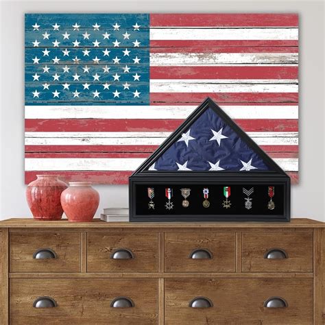 Buy Zmiky Veteran Burial Flag Display Case American Flag Solid Wood ...