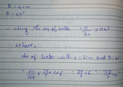 Find the area of sector of a circle with radius 6 cm If angle of sector ...