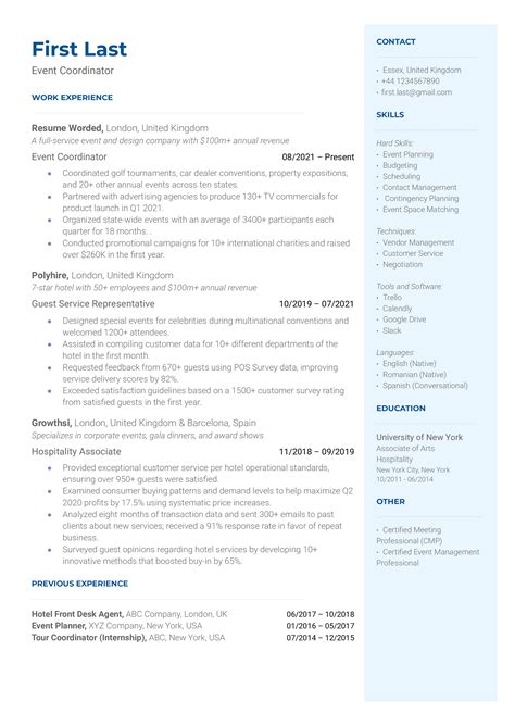Event Resume Sample Event Planning Resume Examples & Templates [2025]