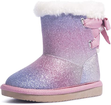 KRABOR Toddlers/Little Girls Boots,Glitter Warm Winter Snow Shoes with ...