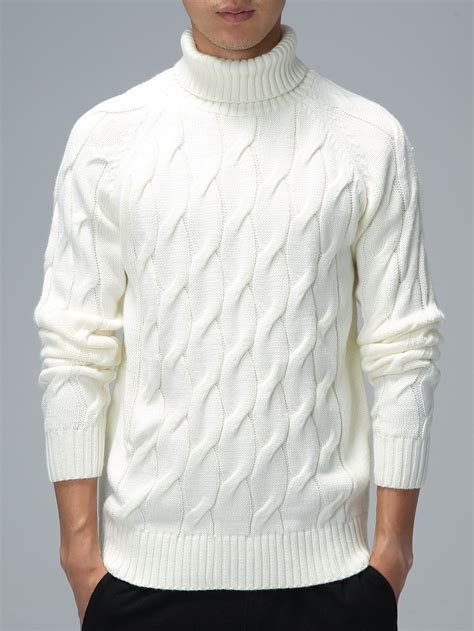 Men Turtleneck Cable Knit Raglan Sleeve Sweater | Sweater outfits men ...