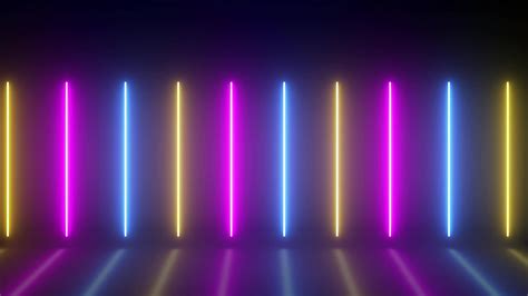 Glowing Neon Line Moving, Neon Sticks Moving On Black Bg, Neon Glowing ...