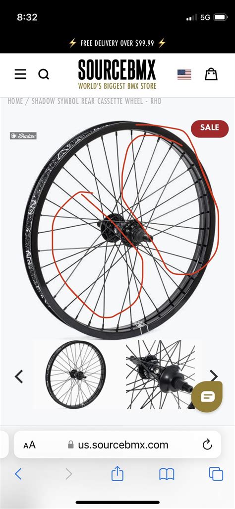 Question: Why does it look like sides of wheels are laced differently. Bottom red circle has a ...