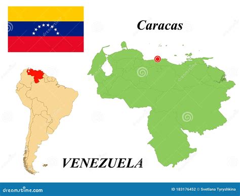 Venezuela Map With Capital Caracas, Most Important Cities And National Borders Royalty-Free ...