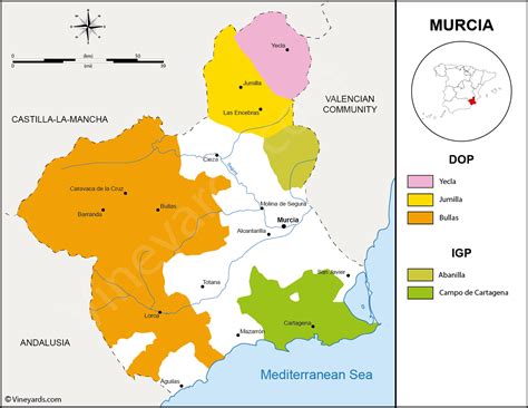 Murcia Map of Vineyards Wine Regions