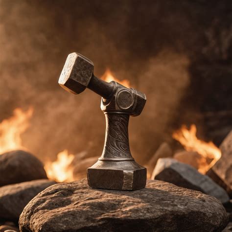 Thor's Hammer Breaks Stone Rock | Stable Diffusion Online
