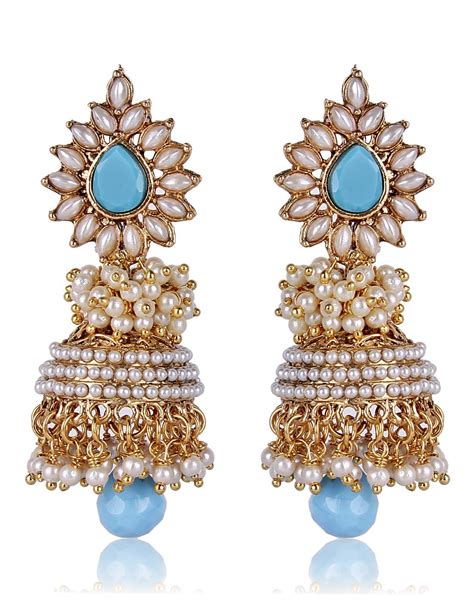 Shining Diva Fashion Shining Diva Blue Pearl Jhumka Earrings For Women ...