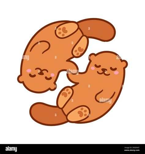 Two sea otters holding hands Stock Vector Images - Alamy