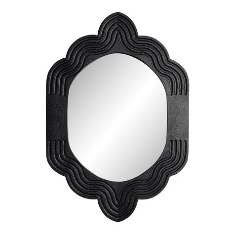 Black Mango Wood Groove Curved Wall Mirror - World Market | Mirror wall ...