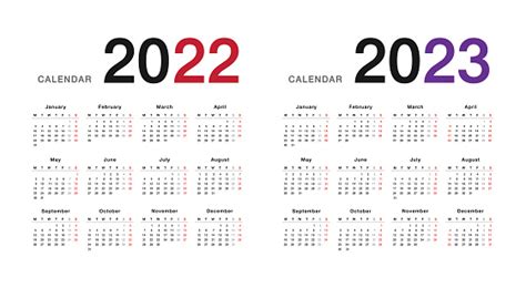 Färgglada År 2022 Och År 2023 Kalender Horisontell Vektor Designmall ...