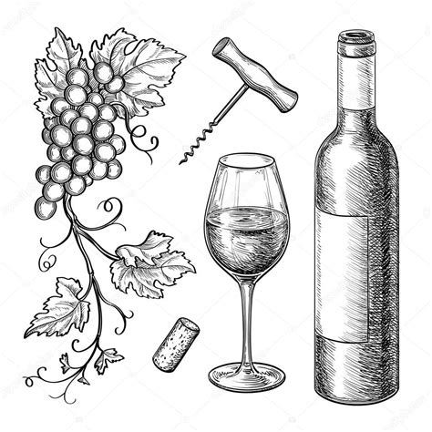 Wine Glass Bottle Drawing