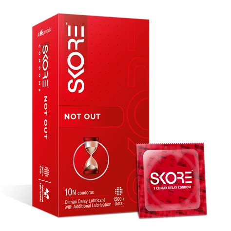 Skore Not Out Condoms - Climax Delay Pack of 10 | Skore Condoms