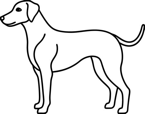 An outline illustration of a dog showing a simple and clean side ...