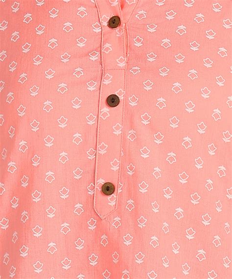 BLOCKS OF INDIA Cotton Hand Printed Short Kurti for Women Short Pink G ...