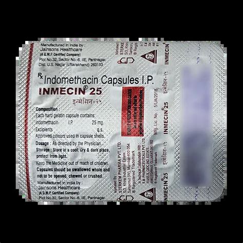INMECIN 25MG CAPSULE 10'S : View Price, Combination and Alternatives ...