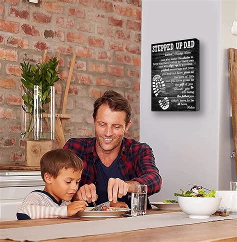Lienzo personalizado con texto en inglés Stepped Up Dad, lienzo de ...