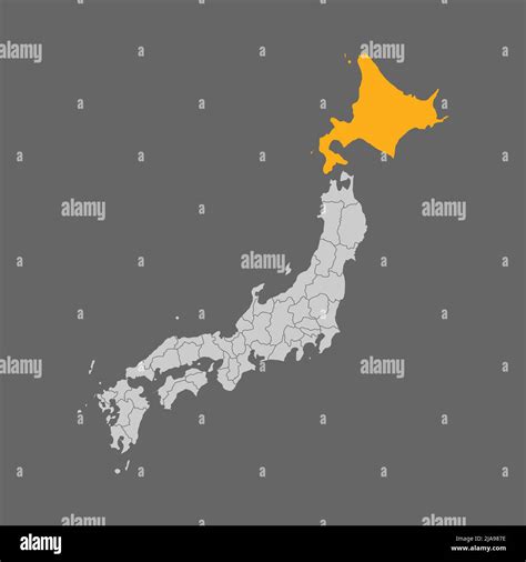 Hokkaido prefecture highlight on the map of Japan Stock Vector Image ...