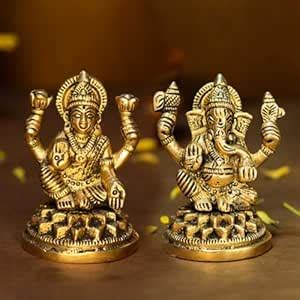 Buy Ekhasa 100% Pure Brass Ganesh Lakshmi Idol | Pital Ganesha and ...