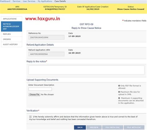 How to View Notices/ Orders & Reply to query on GST Refund Application