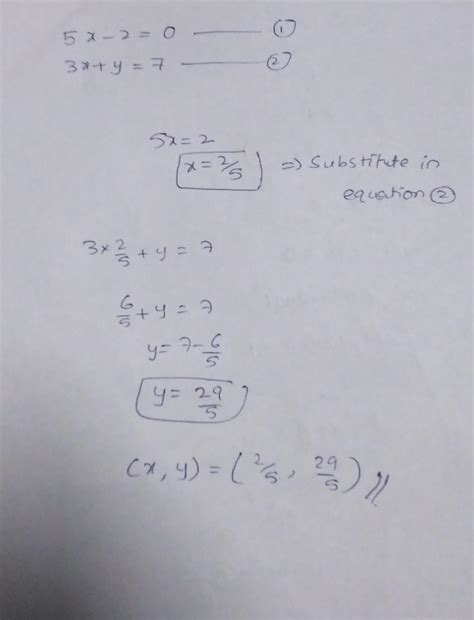 Write any four solutions for each of the following equations a) 5x – 2 ...