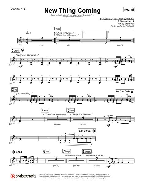 New Thing Coming Clarinet Sheet Music PDF (Elevation Worship / Steven ...
