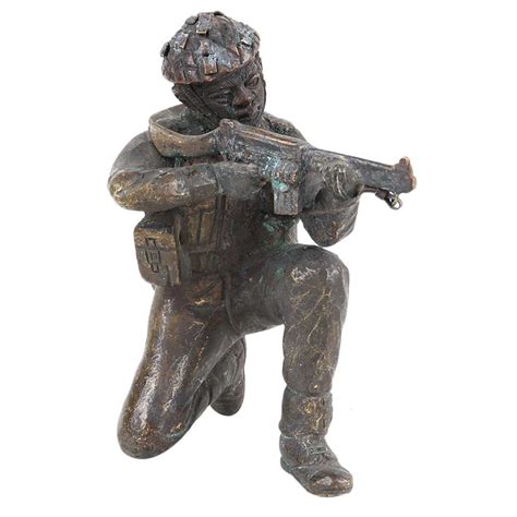 Hand made Brass Solider Statue With A Gun For Home Decoration