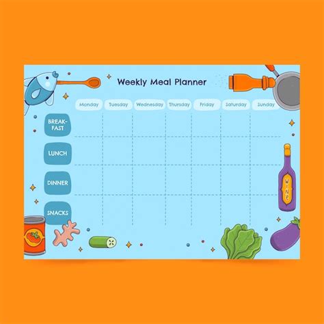 Modèle de planificateur de repas dessiné à la main | Vecteur Gratuite