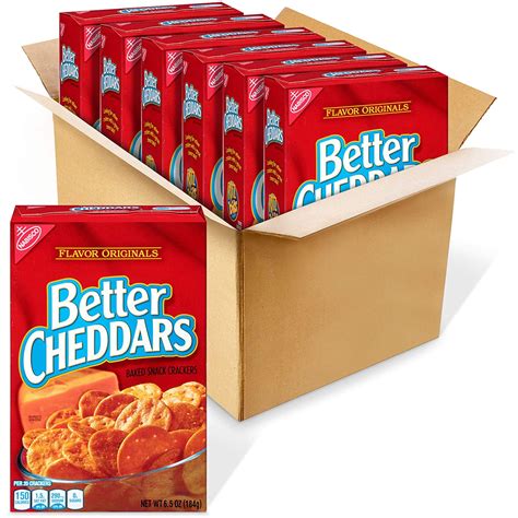 Better Cheddars Baked Snack Cheese Crackers, 6 - 6.5 Ounce Boxes (Pack ...
