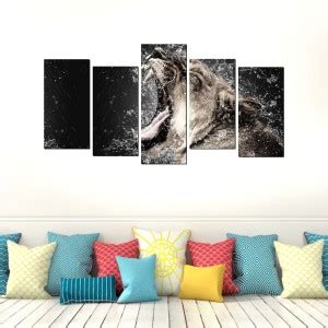 Impression Wall 61 cm Lion Open Mouth Roaring 5 Pieces Sticker (Cover ...