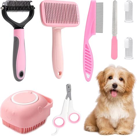 Amazon.com : VCZONE 8 Pcs Dog Grooming Kit with Self Cleaning Tools ...
